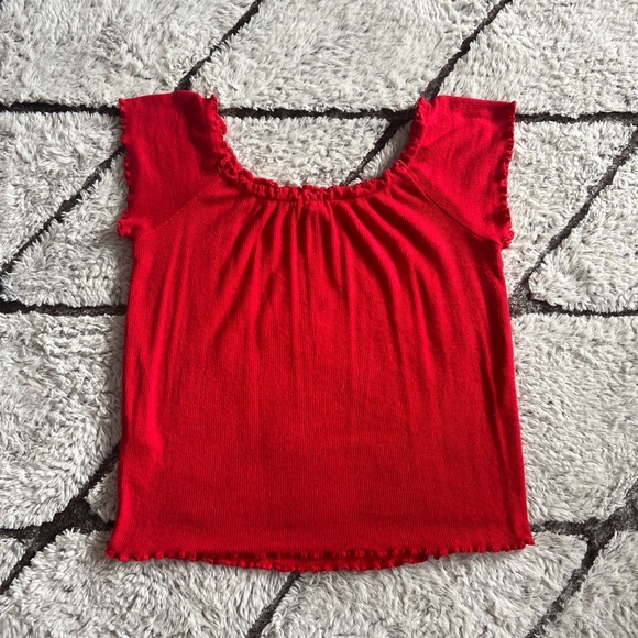 Garage Red Ruffle Crop Top - Picture 2 of 3